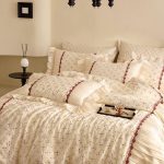 Cream Floral Stripe Bedding Set