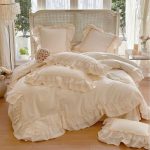 Cream Lace Ruffle Bedding Set
